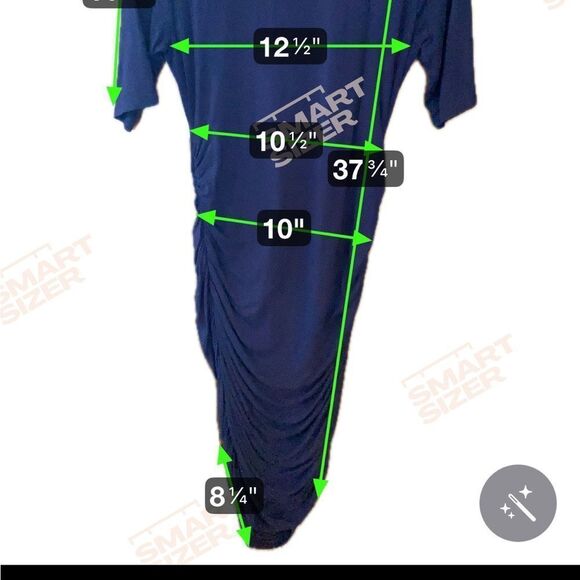 Motherhood Maternity Sz S Navy Blue Maternity Ruching 3/4 Sleeve Maxi Blue Dress - Picture 6 of 8